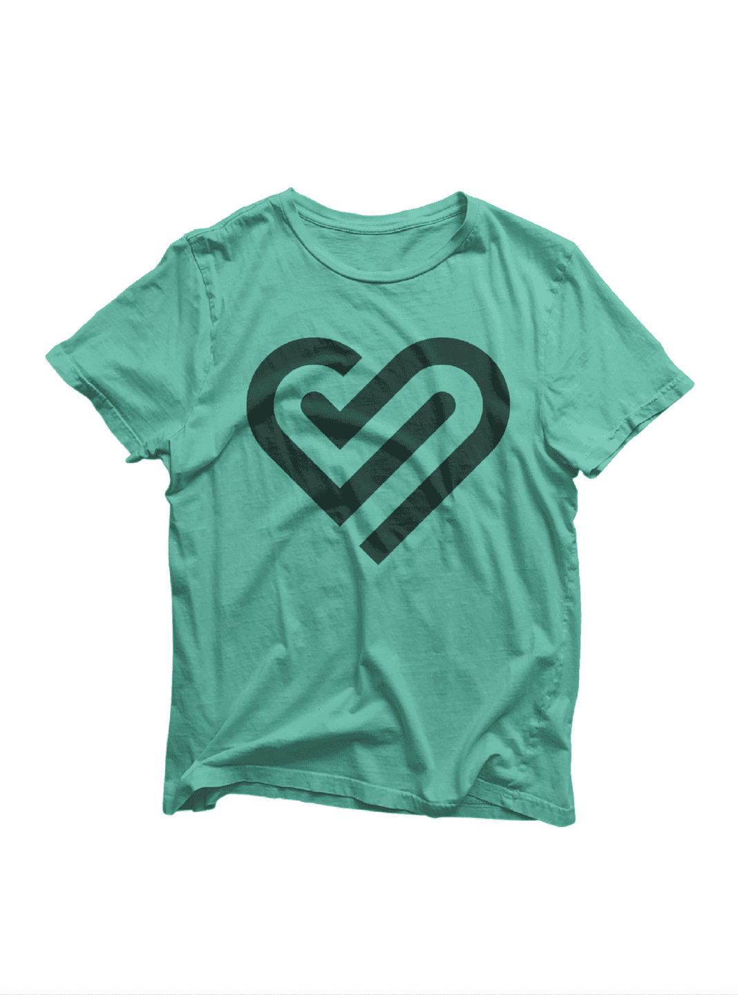 Heart Logo T-Shirt. A mint-green t-shirt printed with Trainline’s oversized heart symbol in dark green.