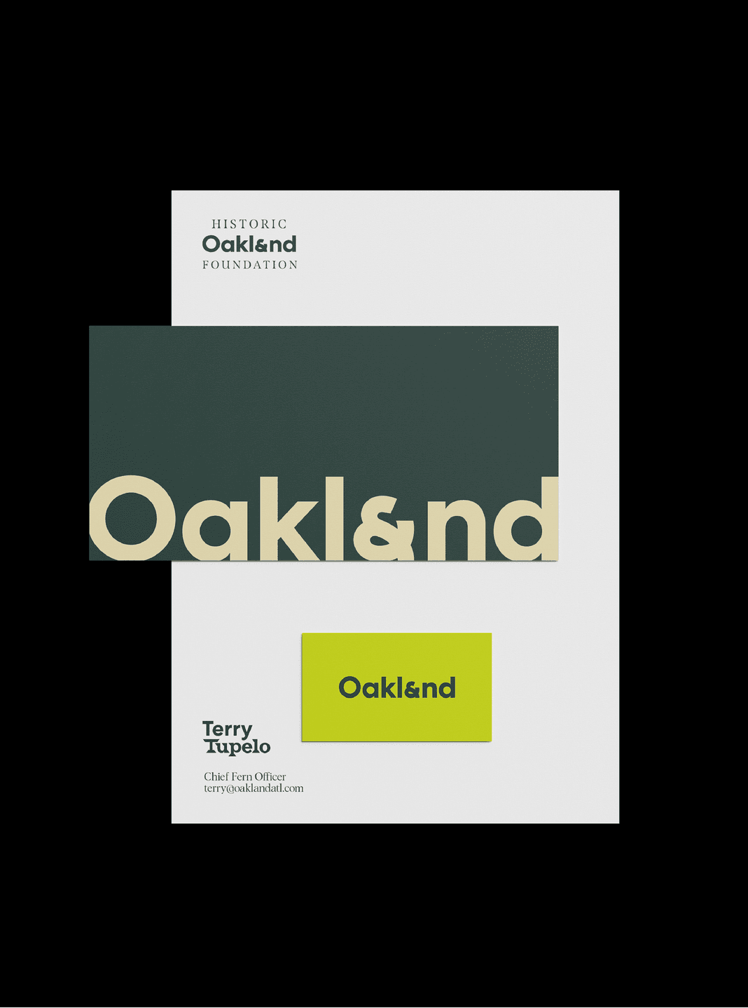Oakland Business Card, letterhead, and envelope